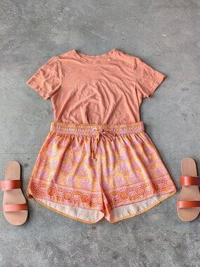 Show Me Your Mumu Early Riser PJ Shorts Shells Silky Satin Resort Pajamas medium